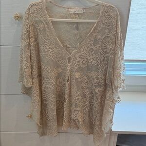 Anthropologie 4LoveAndLiberty Beige Lace Top